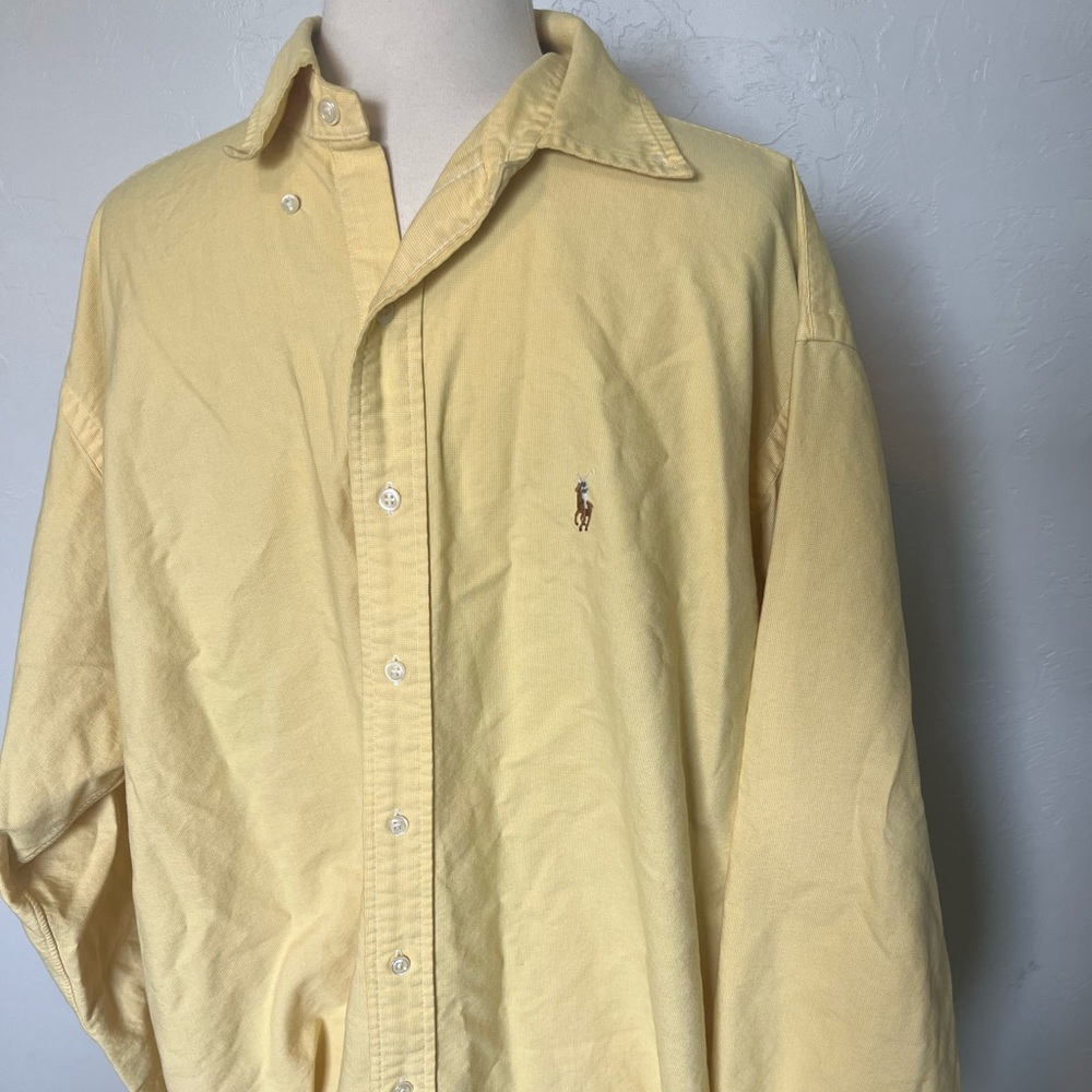 Ralph Lauren Men’s Yellow Button Down Blake Lightweight Casual Shirt Medium - Picture 6 of 7